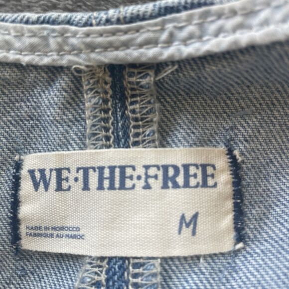We the Free Free People Denim Overalls Womens Medium Blue High Roller Jumpsuit - Picture 9 of 12